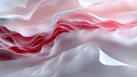 Soft flowing abstract waves in pink and white create gentle undulating curves and layers, suggesting delicate movement and ethereal lightness. Artistic background design.