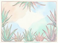 Soft watercolor frame with pastel aloe vera and succulent plants, delicate botanical border for cards, invitations, and wall art.