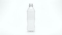 Empty clear plastic water bottle isolated on white background for recycling and environmental design projects.