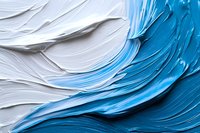 Abstract wave pattern created with thick blue and white paint strokes showing dynamic flowing texture and movement, modern artistic background design.