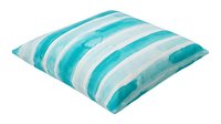 Turquoise and white striped decorative pillow with soft watercolor stripes, perfect for home decor, interior design, and furniture styling projects.