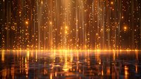 Magical golden light rays and sparkles reflecting on water surface create ethereal atmosphere perfect for fantasy backgrounds and celebration designs.