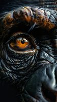 Extreme close-up of a dark horse's amber eye showing detailed texture of skin, eyelashes and wrinkles in dramatic lighting capturing the soul and intelligence.