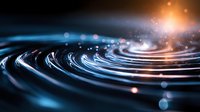 Abstract digital energy waves with glowing particles and light effects on dark background for technology and futuristic design concepts.
