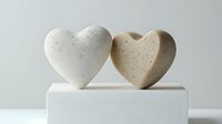 Two ceramic heart-shaped bowls with speckled glaze on white pedestal, minimalist home decor and kitchenware for romantic dining and gift giving.