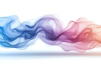Flowing abstract smoke waves in blue, purple and pink colors creating ethereal motion effect on white background, suitable for modern design projects and backgrounds.