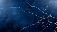 Lightning bolts streak across dark stormy night sky creating dramatic natural pattern against deep blue atmospheric background.