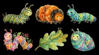 Colorful caterpillar and insect characters isolated on transparent background, ready for t-shirt design, clipart, stickers, print-on-demand products and sublimation projects.