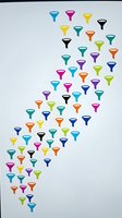 Colorful funnel icons arranged in dynamic pattern on white background. Sales conversion marketing business process flow visualization for presentations.