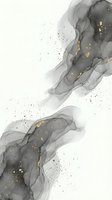Abstract watercolor background with flowing gray ink and gold foil accents on white paper texture for luxury branding and elegant design projects.