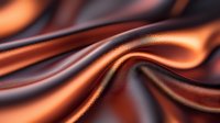 Luxurious copper and bronze metallic silk fabric with elegant waves and folds creating smooth flowing curves and dynamic light reflections. Suitable for luxury design.