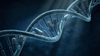 DNA double helix structure with glowing blue light effects for medical research, biotechnology and genetic science concepts in laboratory settings.