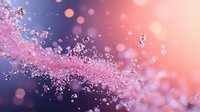 Dreamy pink and blue abstract background with sparkling particles creating magical atmosphere for cosmetic advertising or festive designs.
