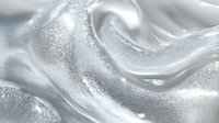 Elegant silver liquid metal surface with flowing waves and sparkling glitter texture. Luxurious abstract background for cosmetic or jewelry advertising.