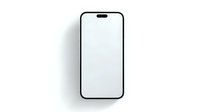 Modern smartphone with blank white screen isolated on white background, perfect for app UI mockups and digital product presentations.