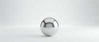 Shiny metallic sphere with reflective chrome surface isolated on white background, suitable for design, graphics, and commercial projects.