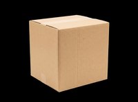 Closed kraft cardboard shipping box isolated on transparent background, ready for packaging design, e-commerce mockups, logistics graphics, print-on-demand products, and commercial branding applications.