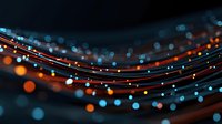 Festive string lights with warm orange and cool blue bokeh effects creating magical holiday atmosphere for celebrations and decorative lighting displays.