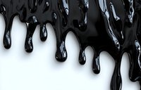 Black liquid dripping down white surface, creating glossy drops and streaks. Isolated on white background, suitable for design projects, advertising, and creative compositions.