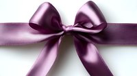 Elegant mauve satin ribbon bow with long tails isolated on white background, suitable for gift wrapping, wedding decor and craft projects.