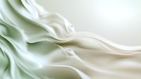 Elegant flowing silk fabric in soft mint green and cream white creates smooth waves and gentle folds against light background, suitable for luxury design projects.