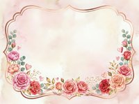 Vintage floral frame with pink and red roses, ornate border, and botanical elements on soft pastel background. Isolated design ready for invitations, cards, and decorative projects.