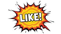 Comic book style explosion burst with LIKE text in bold letters, pop art speech bubble design for social media marketing and digital engagement campaigns.