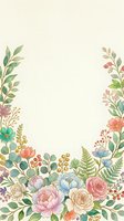 Watercolor floral frame with roses, peonies, ferns, and berries on a cream background, perfect for wedding invitations and greeting cards.