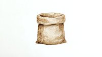 Burlap sack with folded top isolated on white background, suitable for agriculture, food packaging, and design projects.