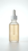 Clear glass dropper bottle filled with pale yellow liquid serum or essential oil, isolated on white background for skincare, cosmetics, and wellness product packaging design.