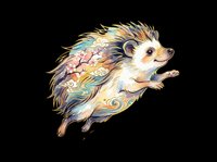 Decorative hedgehog with ornamental swirls and floral patterns isolated on transparent background, ready for t-shirts, stickers, clipart, and print-on-demand designs.