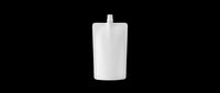 Blank white stand-up pouch with spout isolated on transparent background, ready for packaging mockup, label design, print on demand, and branding clipart use.