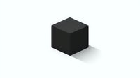 Black geometric cube with soft shadow on white background, minimalist design element for modern layouts and presentations, isolated shape.