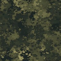 Military camouflage pattern in dark green and olive shades creates seamless tileable background for uniform, textile, and surface design applications.