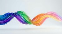 Vibrant rainbow colored flowing wave with smooth gradient transitions on white background for modern graphic design and creative projects.