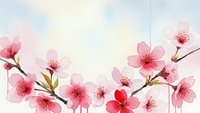 Delicate pink cherry blossom flowers blooming on brown branches against soft pastel background for spring seasonal designs and nature themes.