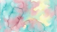 Soft pastel watercolor background with flowing organic shapes in pink, turquoise and yellow hues creating dreamy abstract texture for creative projects.