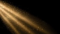 Golden light rays streaming through darkness with sparkling particles and glowing dust effects for luxury backgrounds and magical atmosphere designs.