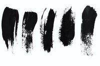 Black brush strokes collection on white background, grunge texture paint marks with rough edges and distressed effect for artistic design elements.