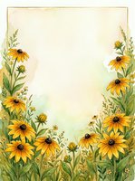 Watercolor wildflower frame with yellow daisies and green foliage on cream background for greeting cards, invitations and botanical designs.