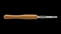 Crochet hook with wooden handle isolated on transparent background, ready for crafting clipart, t-shirt design, stickers, print on demand, and sublimation projects.