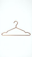 Copper wire clothes hanger isolated on white background, minimalist wardrobe accessory for fashion, retail, and home organization concepts.