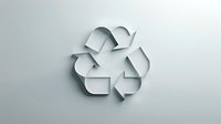 White recycling symbol with shadow on light gray background for environmental awareness campaigns and sustainability projects.