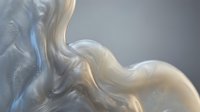 Flowing liquid silk fabric with soft waves and translucent folds, creating elegant abstract forms with warm golden and cool blue tones for luxury design projects.