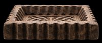 Ornate wooden tray with decorative carved edges and leaf motif center, isolated on transparent background. Ready for design use on t-shirts, clipart, stickers, print-on-demand products, and sublimation projects.