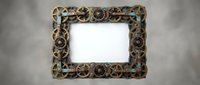 Ornate steampunk frame with gears, cogs and mechanical elements on gray background. Industrial vintage border design for creative projects and artwork display.