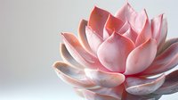 Pink lotus flower with delicate petals in soft morning light against white background, creating serene and minimalist composition for wellness and spa designs.