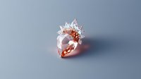 Rose gold anatomical heart pendant adorned with delicate crystal crown detail on light gray background, showcasing luxury jewelry craftsmanship and medical artistry.