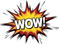 Comic book style explosion burst with WOW text in bold letters. Colorful starburst design with yellow center and red flames for pop art graphics.