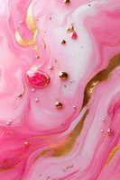Pink and gold marble abstract background with flowing liquid texture and metallic accents. Luxury art design with swirling patterns and shimmering details.